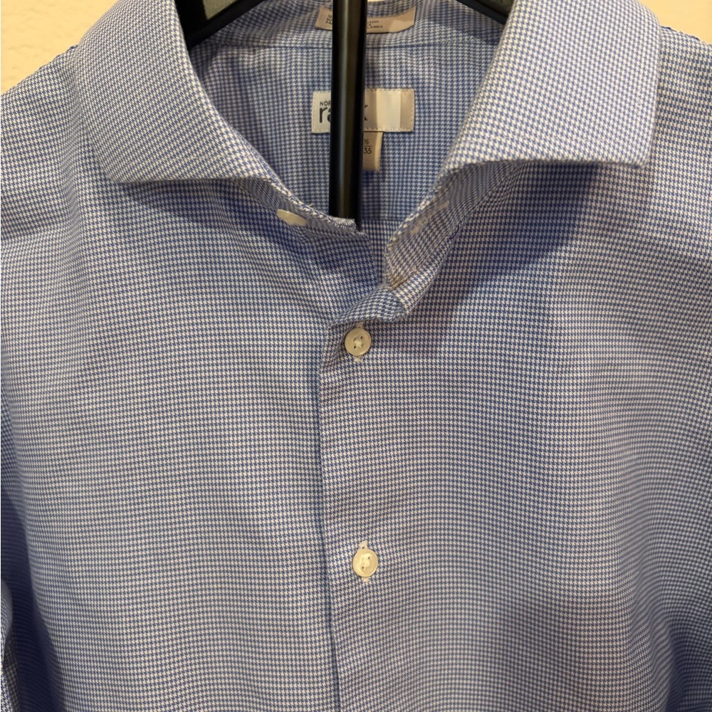 Classic Blue Gingham Men's Shirt with French Cuffs
